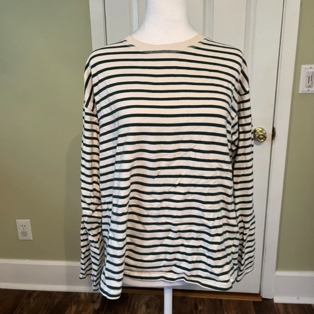Zara striped sweater, green and cream